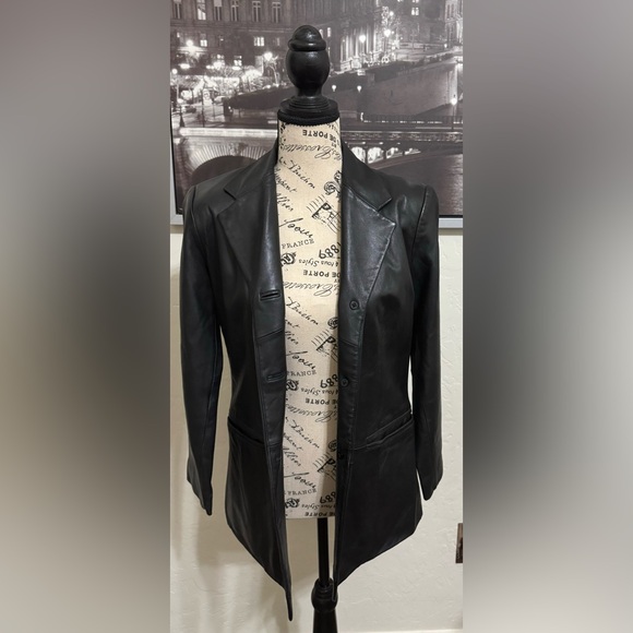 Preston & York Petite Size PP Lambskin Black Leather Blazer - Picture 1 of 6
